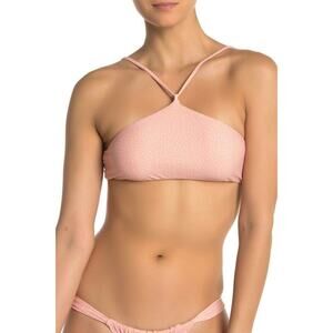 Amuse Society x Flynn Skye Bikini Swim Top Womens S Pink Dawn Halter Dots NWT